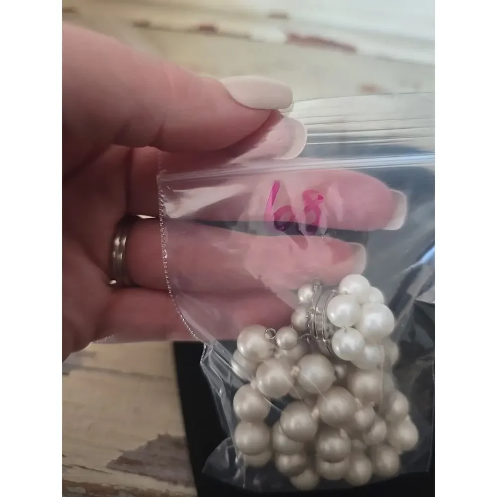 Vtg Faux Pearls 3-Strand West‎ Germany Statement Fashion Jewelry Beaded Bracelet